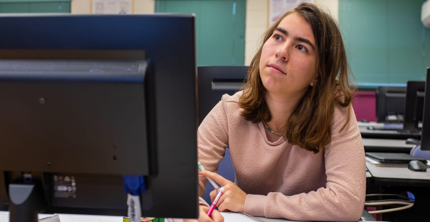 student at computer