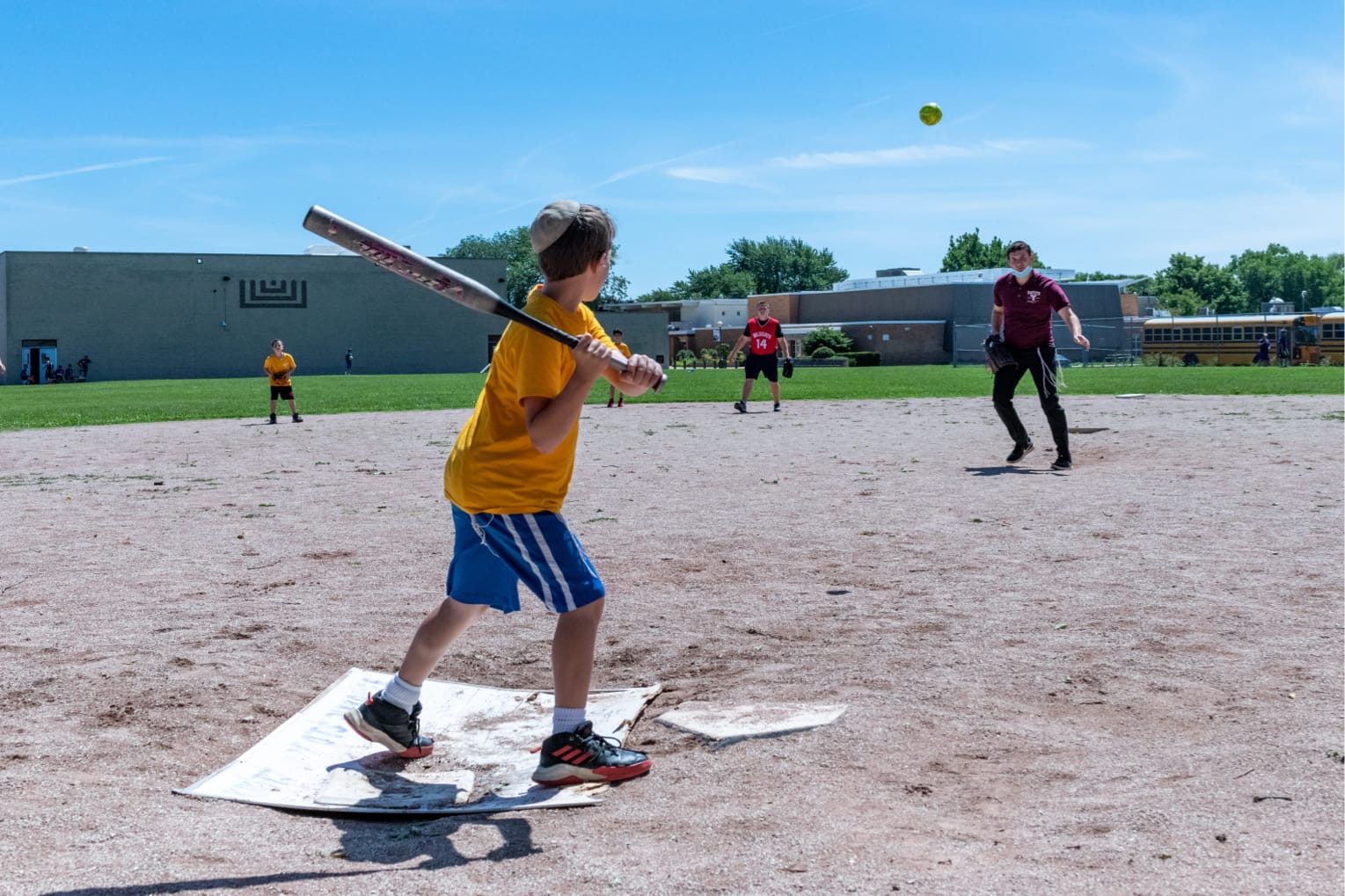 campers playing baseball