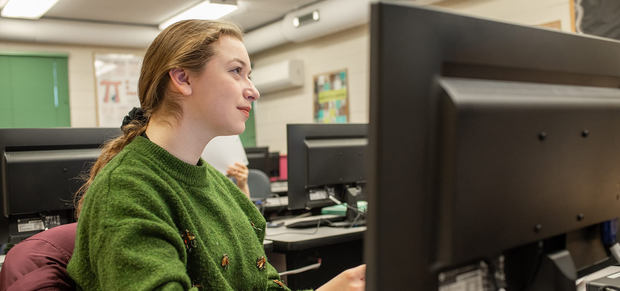 female student at computer