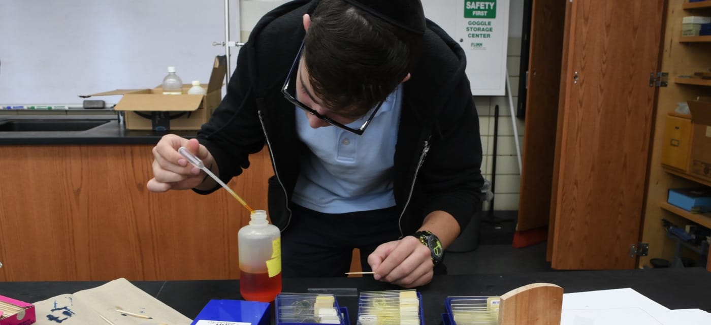 student working in chemistry lab